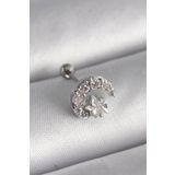 Gümüş Renk Zirkon Taşlı Ay Yıldız Tragus Piercing - EBJ241123W29408
