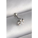 Gümüş Renk Zirkon Taşlı Çiçek Model Tragus Piercing - EBJ241123W29434