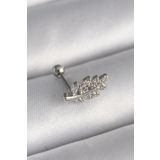 Gümüş Renk Zirkon Taşlı Dal Tragus Piercing - EBJ241123W29410