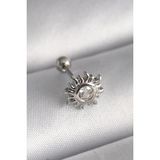 Gümüş Renk Zirkon Taşlı Güneş Tragus Piercing - EBJ241123W29430