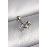 Gümüş Renk Zirkon Taşlı Kurdele Tragus Piercing - Ebj241123w29416