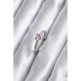 Gümüş Renk Zirkon Taşlı Pembe Kristal Kalp Model Kadın Yüzük Vice1395 2291