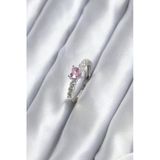 Gümüş Renk Zirkon Taşlı Pembe Kristal Model Kadın Yüzük