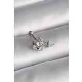 Gümüş Renk Zirkon Taşlı Sallantı Kalp Detay Tragus Piercing - EBJ241123W29512