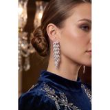 Gümüş Renk Zirkon Taşlı Sarmaşık Yaprak Model Kadın Abiye Küpe - Ebj260701w44210