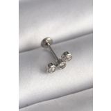 Gümüş Renk Zirkon Taşlı Tragus Piercing - EBJ241123W29500