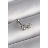 Gümüş Renk Zirkon Taşlı Yıldız Tragus Piercing - EBJ241123W29396