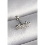 Gümüş Renk Zirkon Taşlı Yonca Tragus Piercing - EBJ241123W29406