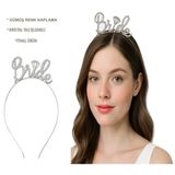 Gümüş Renkli Taşlı “Bride” Gelin Tacı – El Yazısı Yazı Tipiyle (5047)