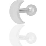 Gümüş rodyumlu hilal modeli Tragus helix Piercing küpe