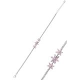 Gümüş rodyumlu markiz kesim pembe taşlı lotus çiçekler su yolu bileklik [barcode]
