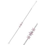 Gümüş rodyumlu markiz kesim pembe taşlı lotus çiçekler su yolu bileklik SGTL12761PEMBE