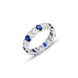 Gümüş rodyumlu oval baget kesim safir ve zirkon taşlı tamtur yüzük [barcode] 21