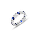 Gümüş rodyumlu oval baget kesim safir ve zirkon taşlı tamtur yüzük [barcode] 9