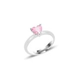 Gümüş rodyumlu pembe taşlı brilliant ayarlamalı kalp yüzük SGTL12526PEMBE