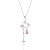 Gümüş rodyumlu pembe zirkon taşlı bulut kolye SGTL12351RODAJ
