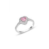 Gumus Rodyumlu Pirlanta Modeli Pembe Tasli Kalp Yuzuk Sgtl11603pembe