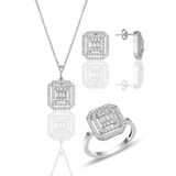 Gümüş Rodyumlu Pırlanta Montürlü Taşlı Baget Üçlü Set [barcode] 9