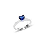 Gümüş rodyumlu safir taşlı brilliant ayarlamalı kalp yüzük SGTL12526LACIVERT