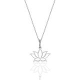 Gümüş rodyumlu sonsuz yaşamın simgesi lotus çiçeği kolye [barcode]