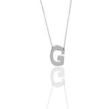 Gümüş Rodyumlu Üç Boyutlu Minimal G Harf Kolye Sgtl11181g