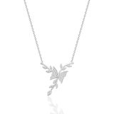 Gümüş Rodyumlu Zirkon Taşlı Dalda Dans Eden Kelebek Kolye Sgtl12681rodaj