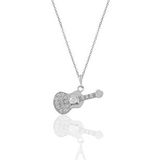 Gümüş rodyumlu zirkon taşlı gitar kolye.
