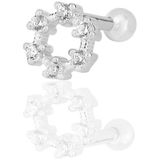 Gümüş rodyumlu zirkon taşlı simit modeli Tragus helix Piercing küpe