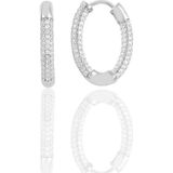 Gümüş rodyumlu zirkon taşlı trend oval küpe [barcode]