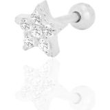 Gümüş rodyumlu zirkon taşlı yıldız Tragus helix Piercing küpe