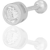 Gümüş rodyumlu zirkon tek taş 5 mm Tragus helix Piercing küpe