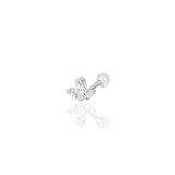 Gümüş rodyumlu zirkon üç taşlı Tragus helix Piercing küpe