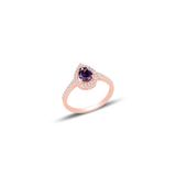 Gumus Rose Ametis Tasli Damla Modeli Yuzuk Sgtl11514mor
