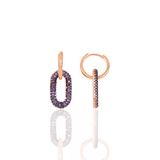 Gümüş Rose Ametis Taşlı Handy Küpe Sgtl10273mor