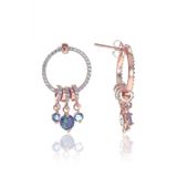 Gümüş rose ametis taşlı sallantılı ring küpe