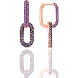 Gümüş Rose Ametis Taşlı Sallantılı Trend Küpe