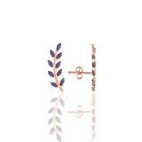 Gümüş Rose Ametis Taşlı Yaprak Küpe Sgtl11679mor