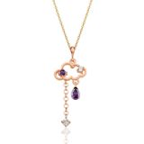 Gümüş rose ametis ve zirkon taşlı bulut kolye SGTL12350ROSE