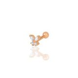 Gümüş rose baget taşlı kelebek modeli Tragus helix Piercing küpe