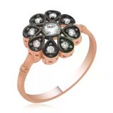 Gümüş Rose Elmas Montür Çiçek Bayan Yüzük Sl2705