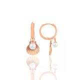 Gümüş rose inci ve midye halka küpe SGTL11802ROSE