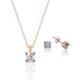 Gümüş rose kolye ve küpe gümüş set [barcode]