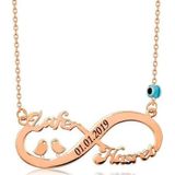 Gümüş Rose Kuşlu Sonsuzluk İsimli Kolye SL3145