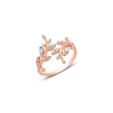 Gümüş Rose Markiz Kesim Zirkon Taşlı Üstten Ayarlamalı Yaprak Yüzük Sgtl12787rose