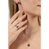 Gümüş rose mistik taşlı yonca kolye küpe ve yüzük üçlü set SGTL11664MOR