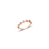 Gümüş rose mix taşlı crown yüzük 10
