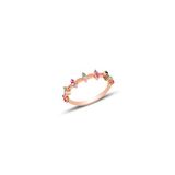 Gümüş rose mix taşlı crown yüzük 11