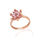 Gümüş Rose Pembe Taşlı Lotus Çiçeği Kadın Yüzük SL5367