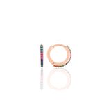 Gümüş Rose Renkli Taşlı 12 mm Halka Küpe