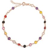 Gümüş Rose Renkli Taşlı Kadın Halhal SL7023